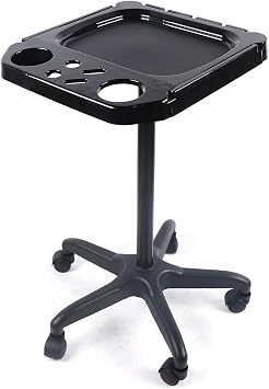 Hair Tool Tray Cart, Salon Tray Cart with Storage Platform Tattoo Tray Salon Rolling Tray with Wheels, Height Adjustable Hairdressing Tool Cart for Barber S alon Beauty Spa Black w/o Bracket