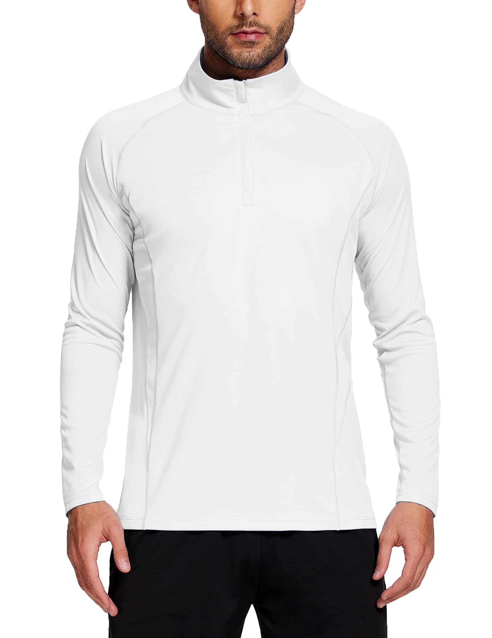 Mens Zip Pullover UPF 50+ Sun Protection T-Shirt Long Sleeve Running Hiking Outdoors T-Shirt