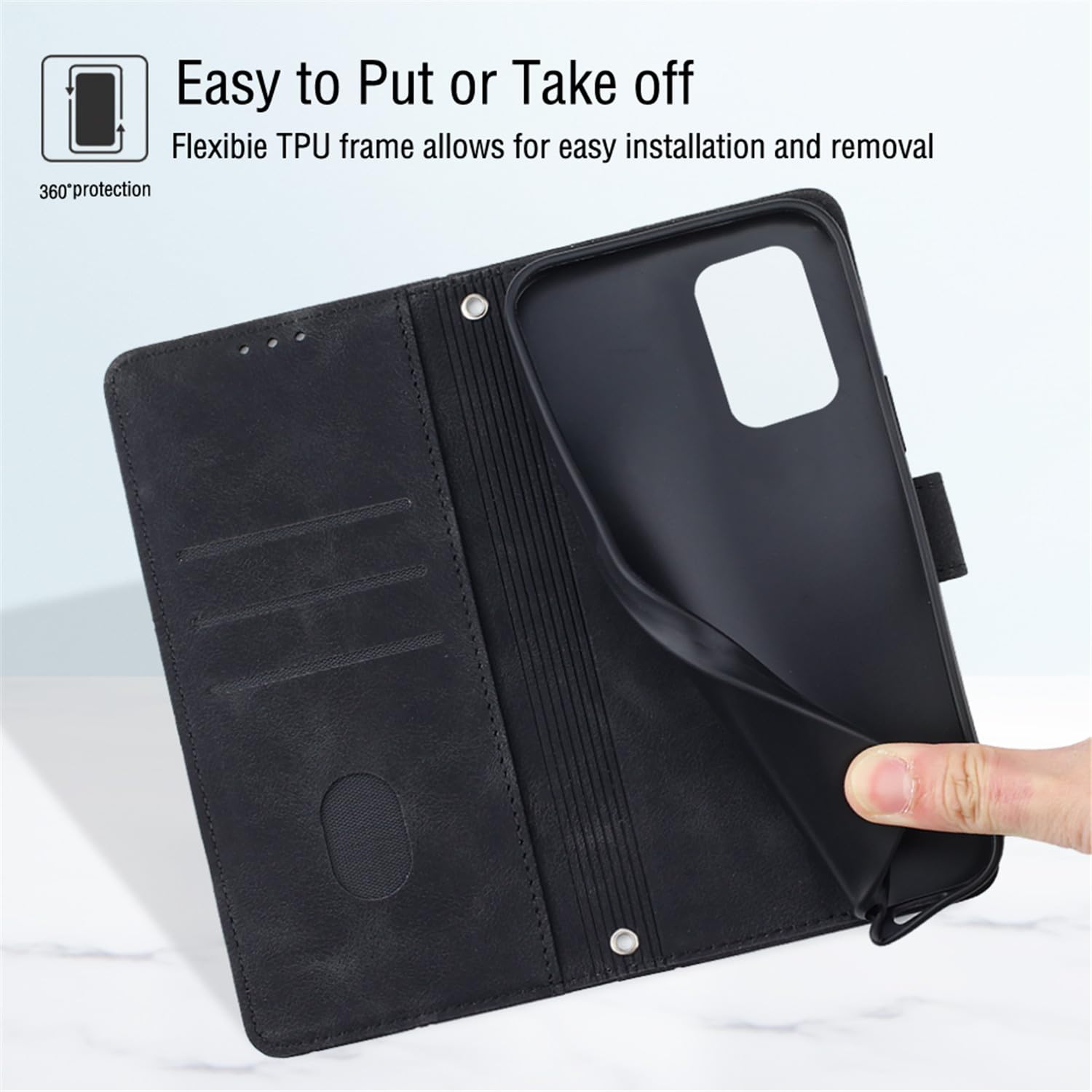 Compatibile con Redmi Note 12S 4G Custodia,Portacarte in pelle PU,Compatibile con Redmi Note 11 4G / Note 11S 4G Chiusura magnetica Flip Stand Wallet Cover Black