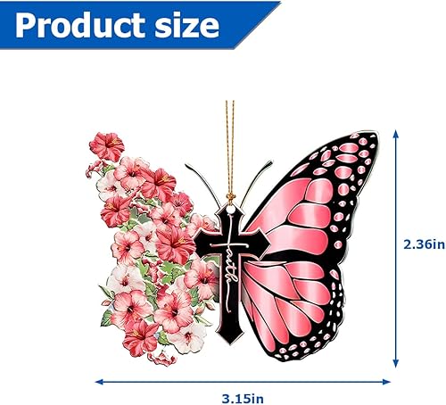 Miniatura 8 de Adorno colgante de cruz de Jesús de mariposa para automóvil, accesorios de espejo retrovisor religioso para amantes cristianos, colgante de árbol de
