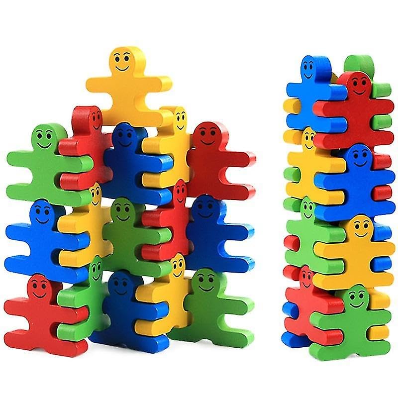 24 PCS Smiley Stacking Balancing Game, Matching, Dominoes, Sorting & Funny Educational Blocks for Kids (Stack 24 pcs)