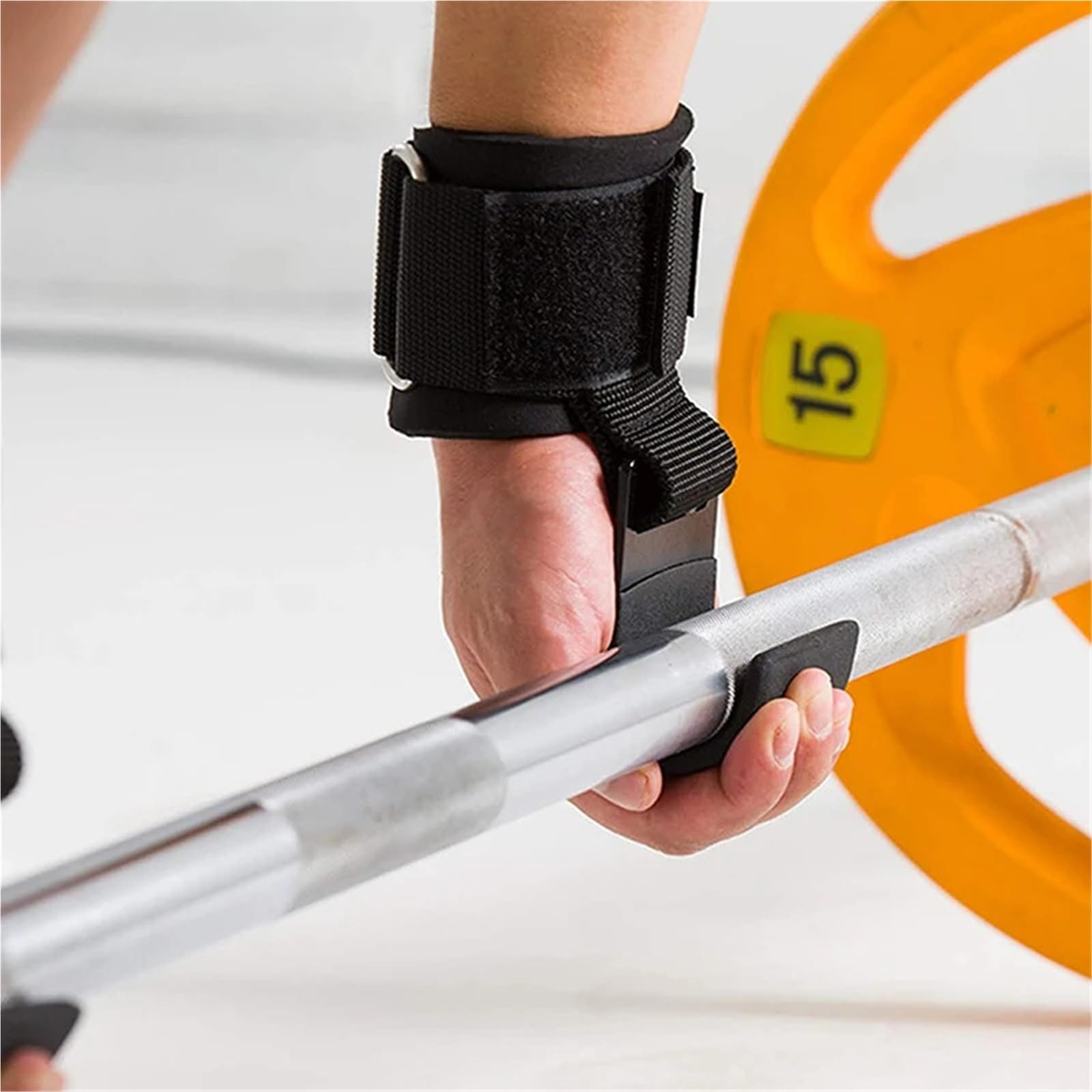 Impugnature a gancio for sollevamento pesi con fasce for polsi, cinghia for barra manuale, guanti da palestra for trazioni e fitness