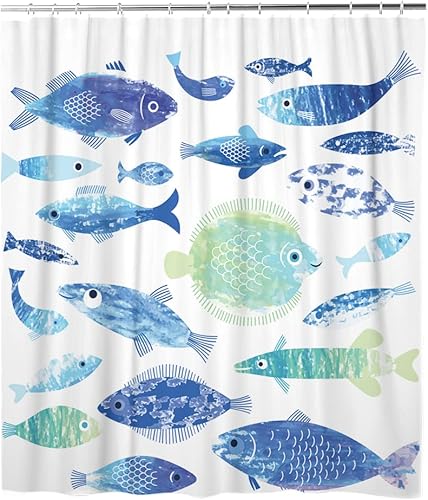 LOKMU Cortina de ducha con hojas de acuarela verdes con flores, impermeable, lavable a máquina, decoración de baño, cortinas de baño con ganchos, 72