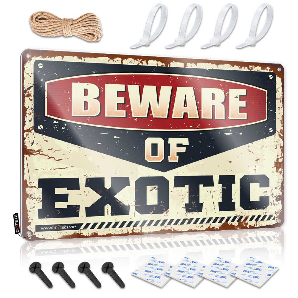 HELIOFORGE Warning Signs For Bedroom Beware Of Exotic Sign Cave Door Sign Vintage Tin Signs Funny(30X40CM)