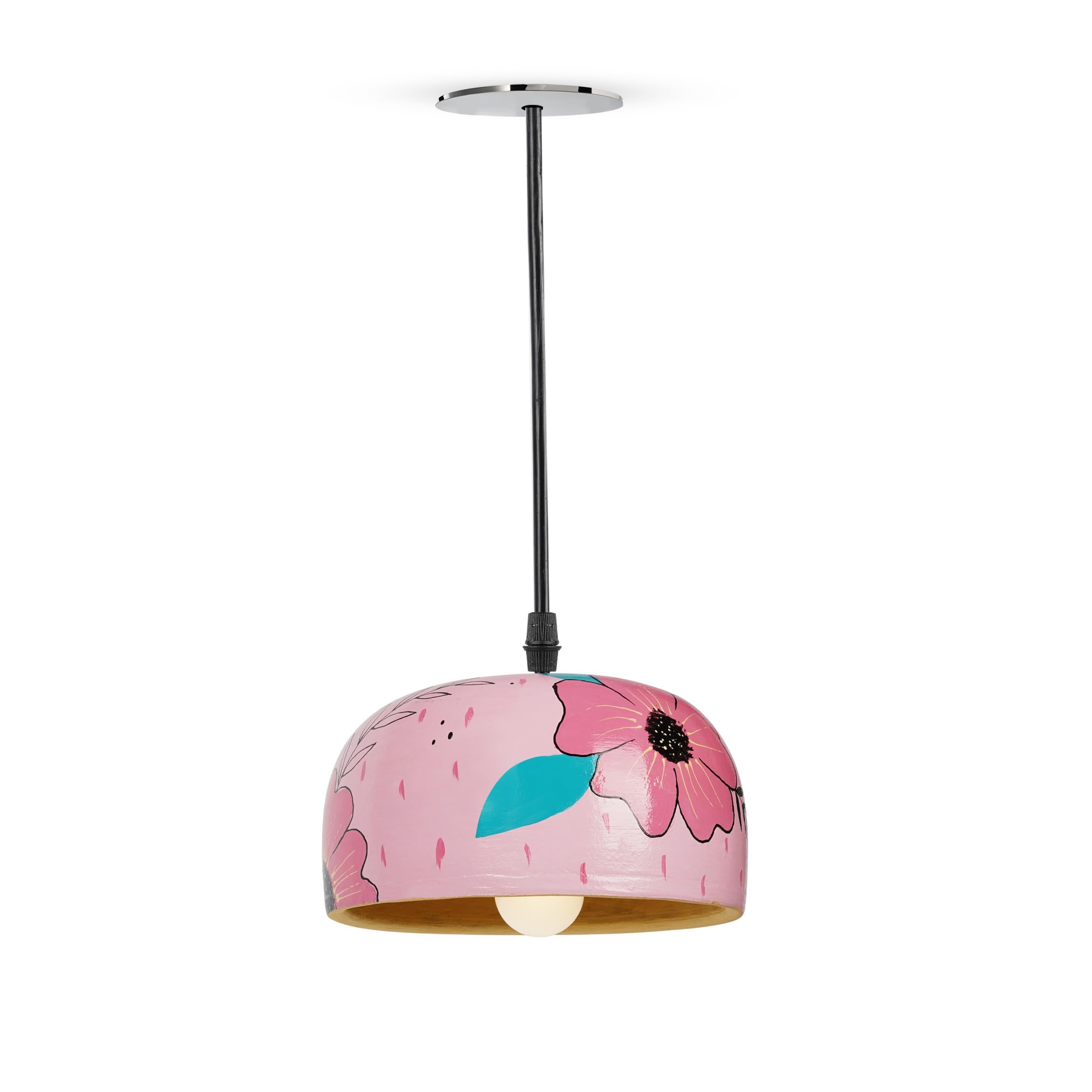 Floral Blush Handmade Terracotta Pendant Lamp | Pink Hand-Painted Ceiling Hanging Light | Artistic Clay Lamp for Home, Living Room, Bedroom, Café & Restaurant Décor-image-28