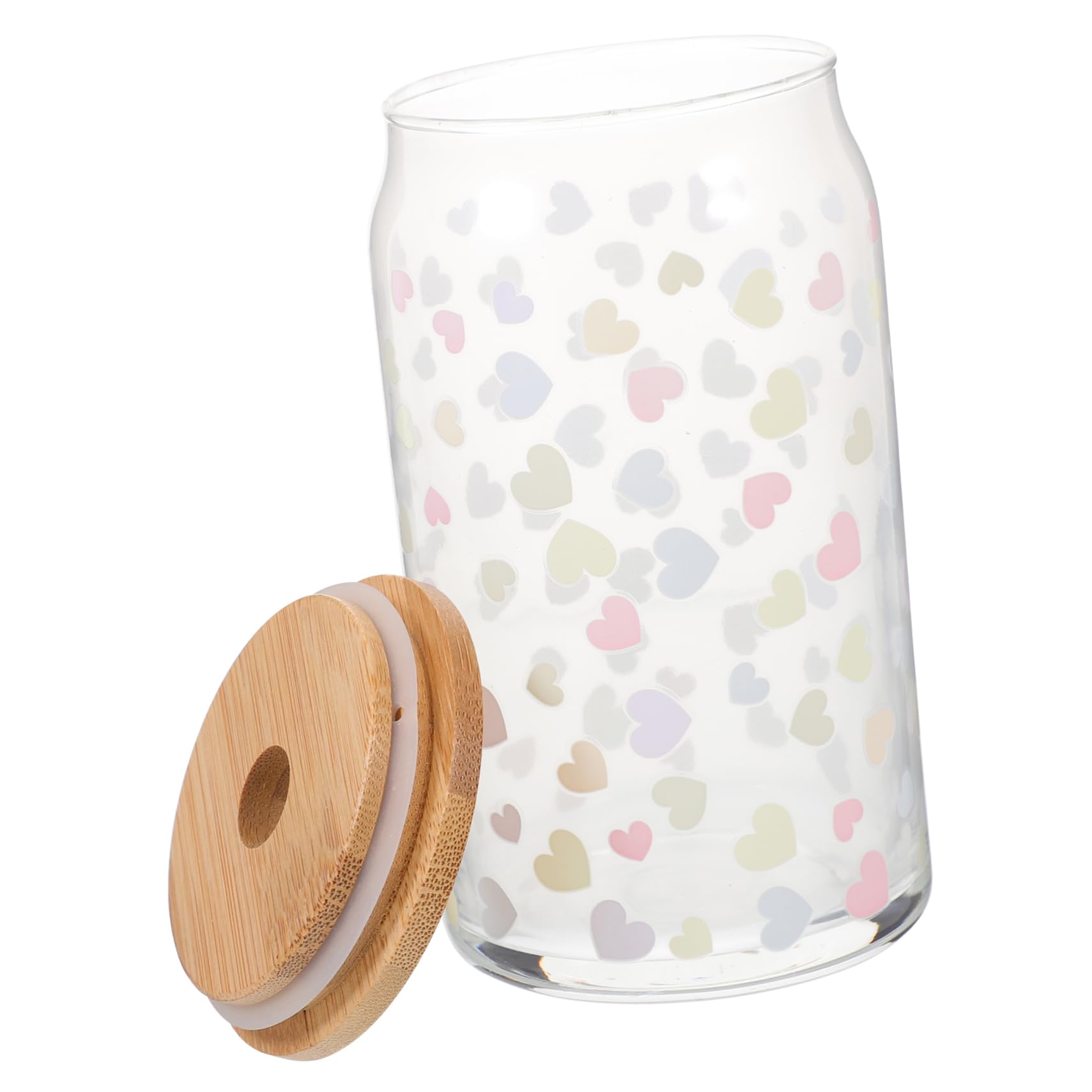 STOBAZA Glass Cup Lid and Straw Insulated Can Shape Drinking Glass Coffee Milk Juice Tumbler