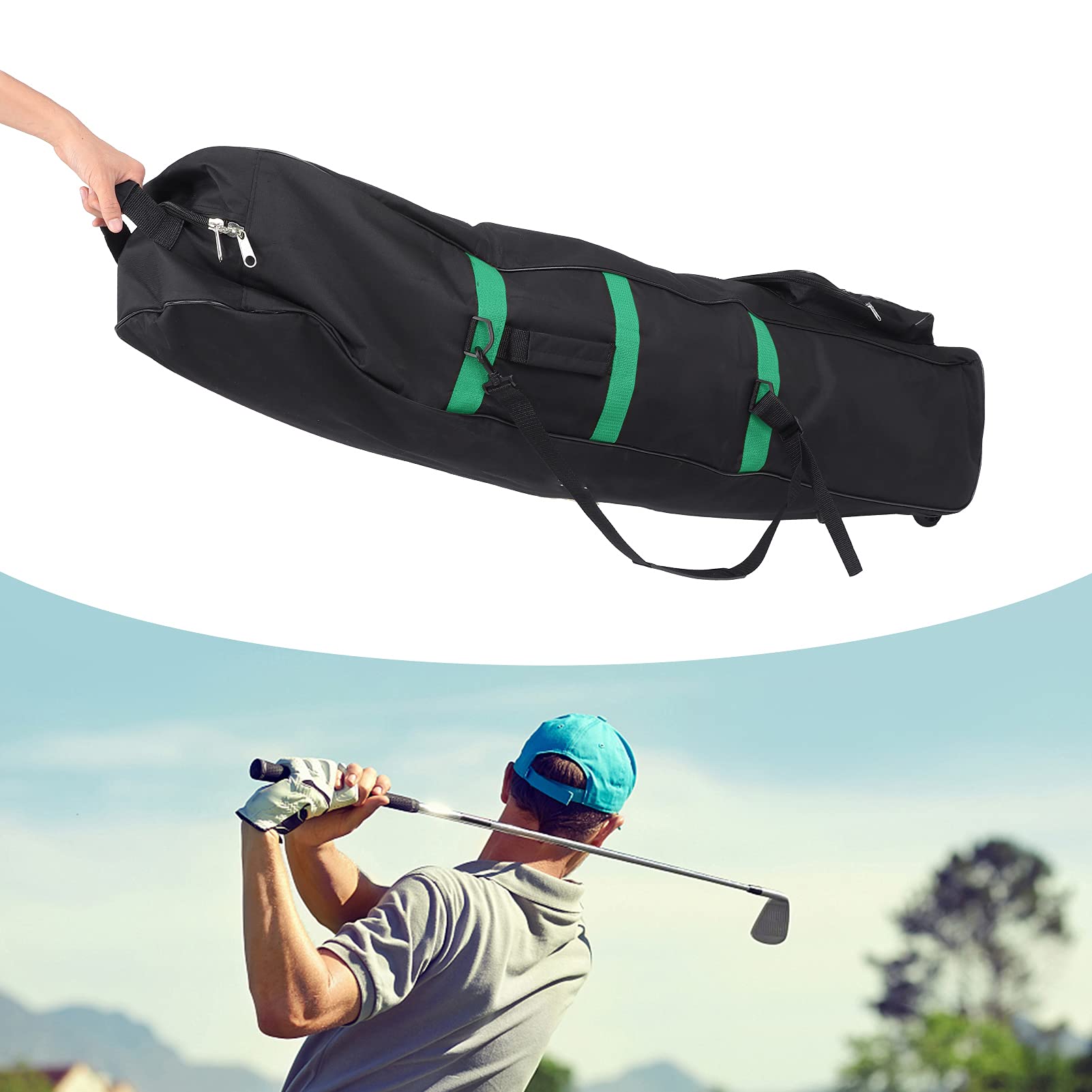 Golf -Luftfahrtbeutel, Golfreisen mit radn, Faltbare Oxford Golf Club -Hülle Cover -Reisetasche Aufbewahrungstasche für Safe Club Transport