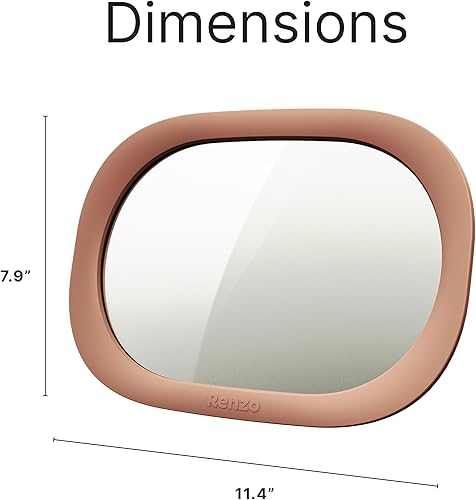 Miniatura 7 de Renzo Espejo de coche para bebé, espejo de asiento trasero para bebés, extragrande, resistente a roturas, ajustable en 360, instalación sin