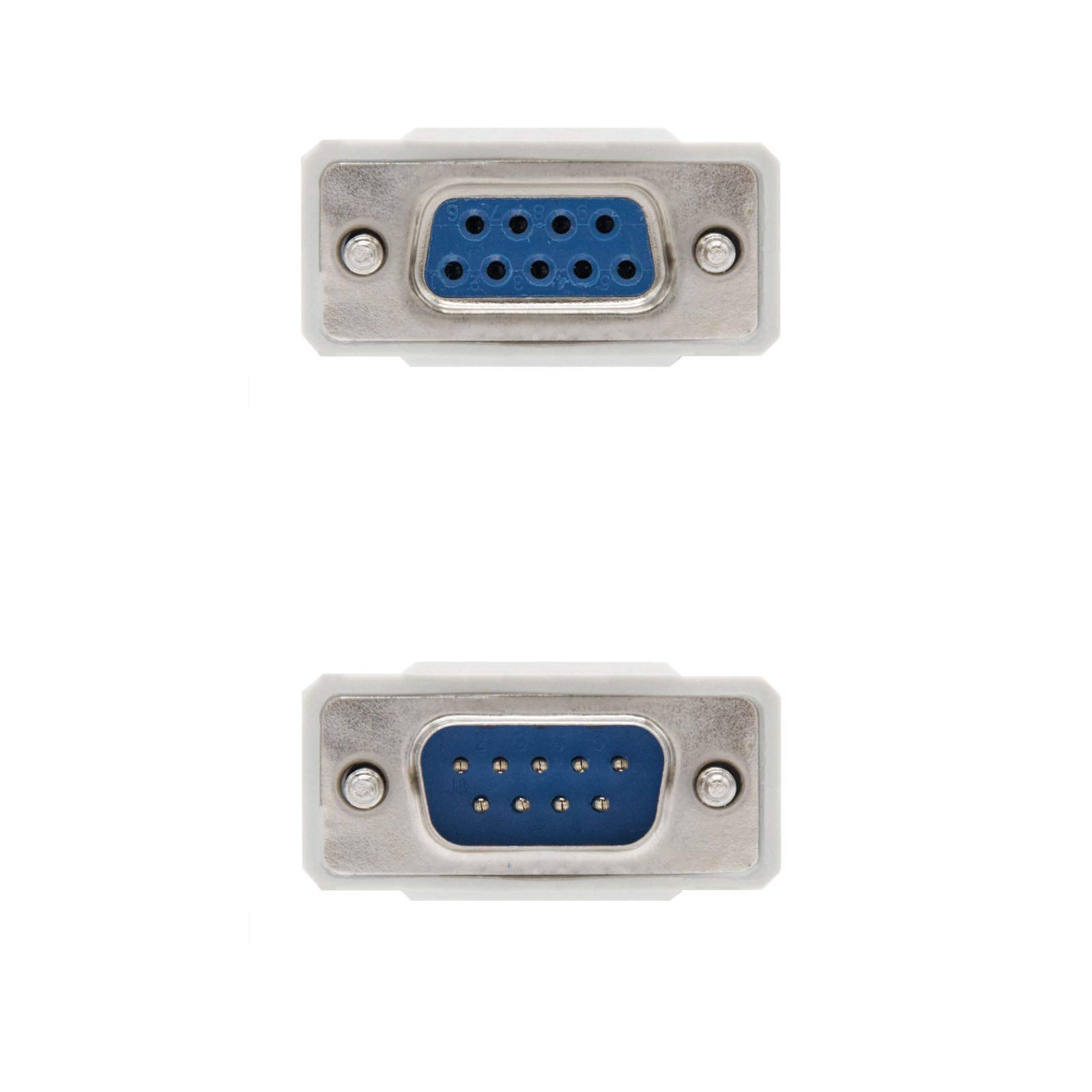 NanoCable 10.14.0502 - Cable serie RS232 de comunicaciones null modem, DB9/M-DB9/H, macho-hembra, Beige, 1.8mts