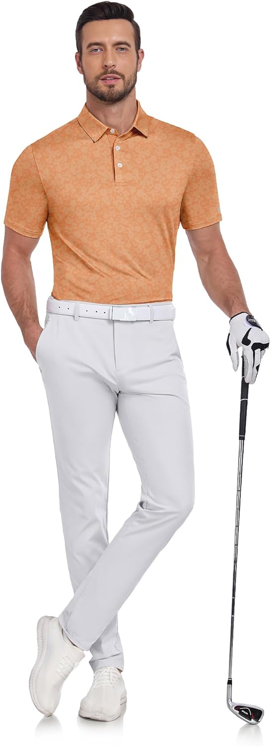 ZITY Mens Golf Shirts Short Sleeve Print Patterns Performance Moisture Wicking Polo Shirt - Image 2