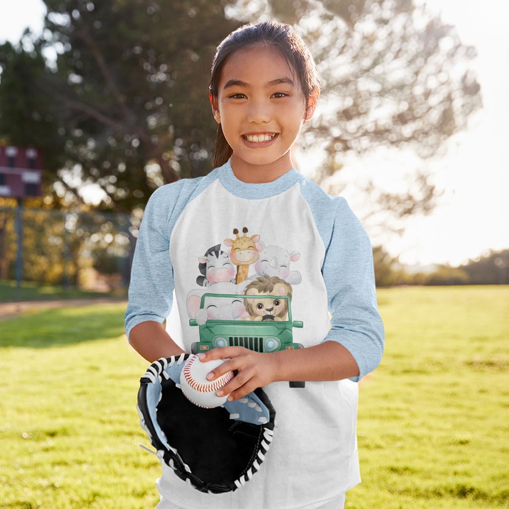 Cartoon Animals Kids' Baseball T-Shirt - Items for Kids