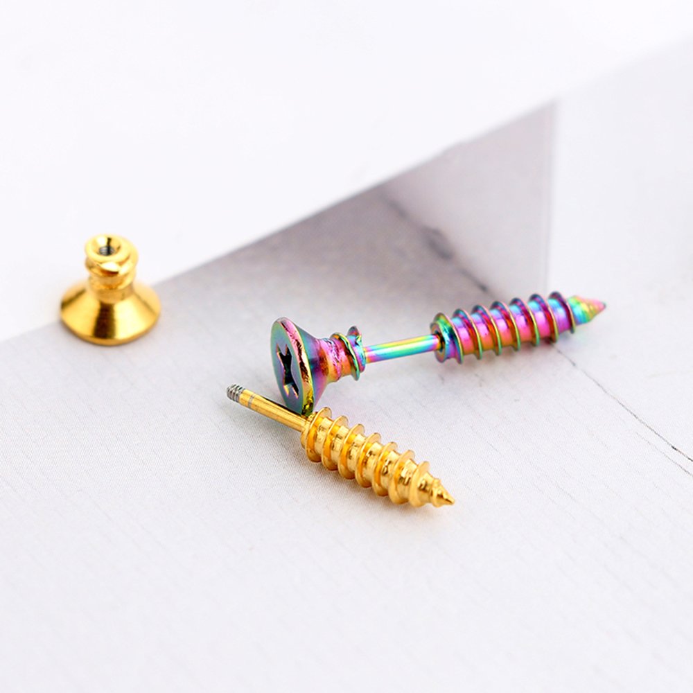 6 Pares de Pendientes de Acero Inoxidable para Hombre Mujer Aretes de Plata Negro Oro Pendientes Tornillo Hipoalergénico Piercing