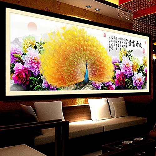 Point de croix paon pour sublimer votre salon avec art chinois