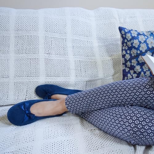 Isotoner Women’s Classic Terry Ballerina Slipper: Soft, Breathable, Terry Lined, Satin Bow, Secure Fit4