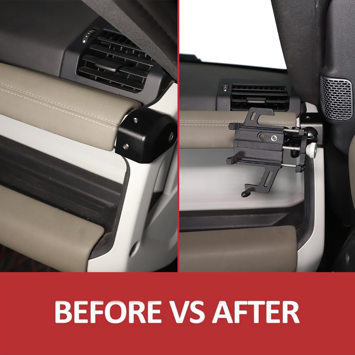 JONKOKO Alumium Alloy Dashboard Side Mobile Phone Holder Trim Compatible with Land Rover Defender 90 110 130 2020-2024 Car Central Control Car Phone Mount (Style D, Right)