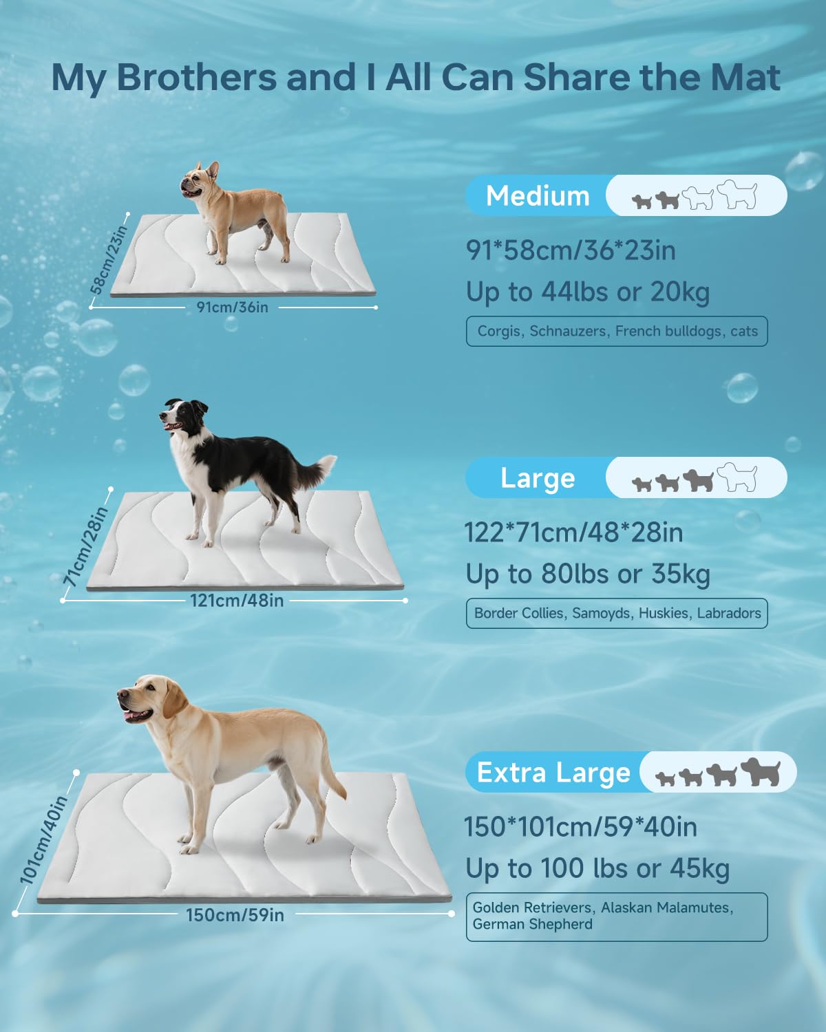 BABTGREAT Tapis de refroidissement pour chien – Tapis rafraîchissant réversible pour chiens de taille XL, lavable, non toxique, tapis rafraîchissant d'été 2.0 pour animaux de compagnie – Tapis de
