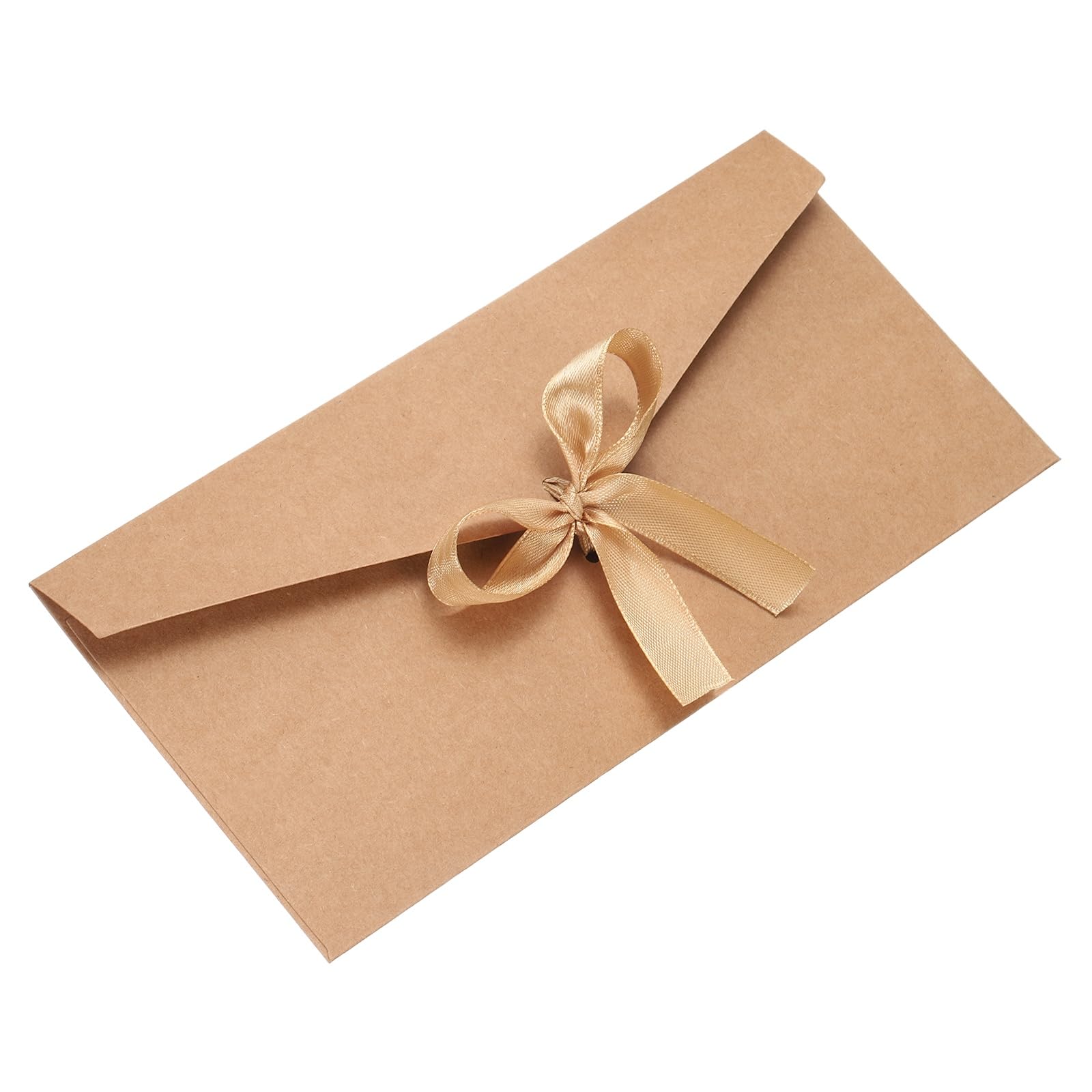 PATIKIL Envelope with Knot 8.7" x 4.3", 10Pcs Greeting Card Invitation Envelope with Ribbon for Invitations and Greeting Cards Gift Christmas Birthday Party, Cowhide