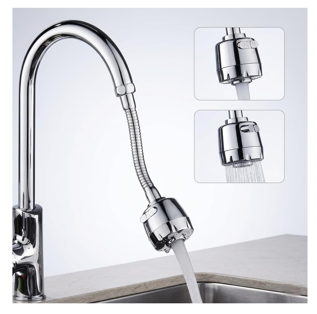 ALTURAS Kitchen Tap Extender, 360° Rotating Faucet Extension for Kitchen Sink & Basin, Adjustable Water Flow-image-25