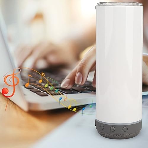 Miniatura 5 de Vaso de sublimación de 20 onzas, tazas aisladas de acero inoxidable 304, termos de doble pared al vacío desmontable con altavoz Bluetooth y luces