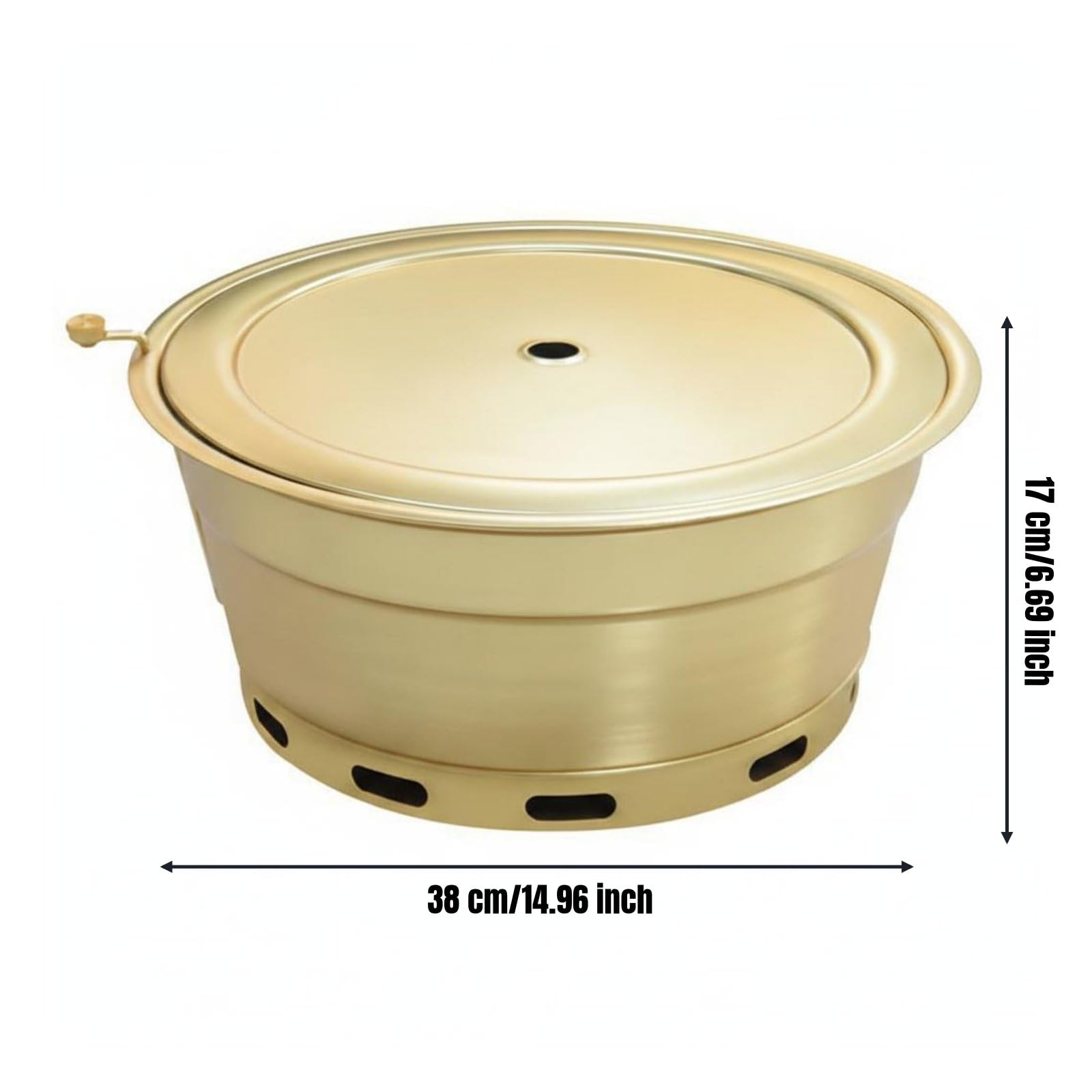 Yajuyi Commercial Grill Pan Piastra Barbecue Rotonda Griglia Multifunzione Cottura Interna Acqua Antifumo Acciaio Inossidabile Resistente Adatta per Cucina, Gold L Upper Rack