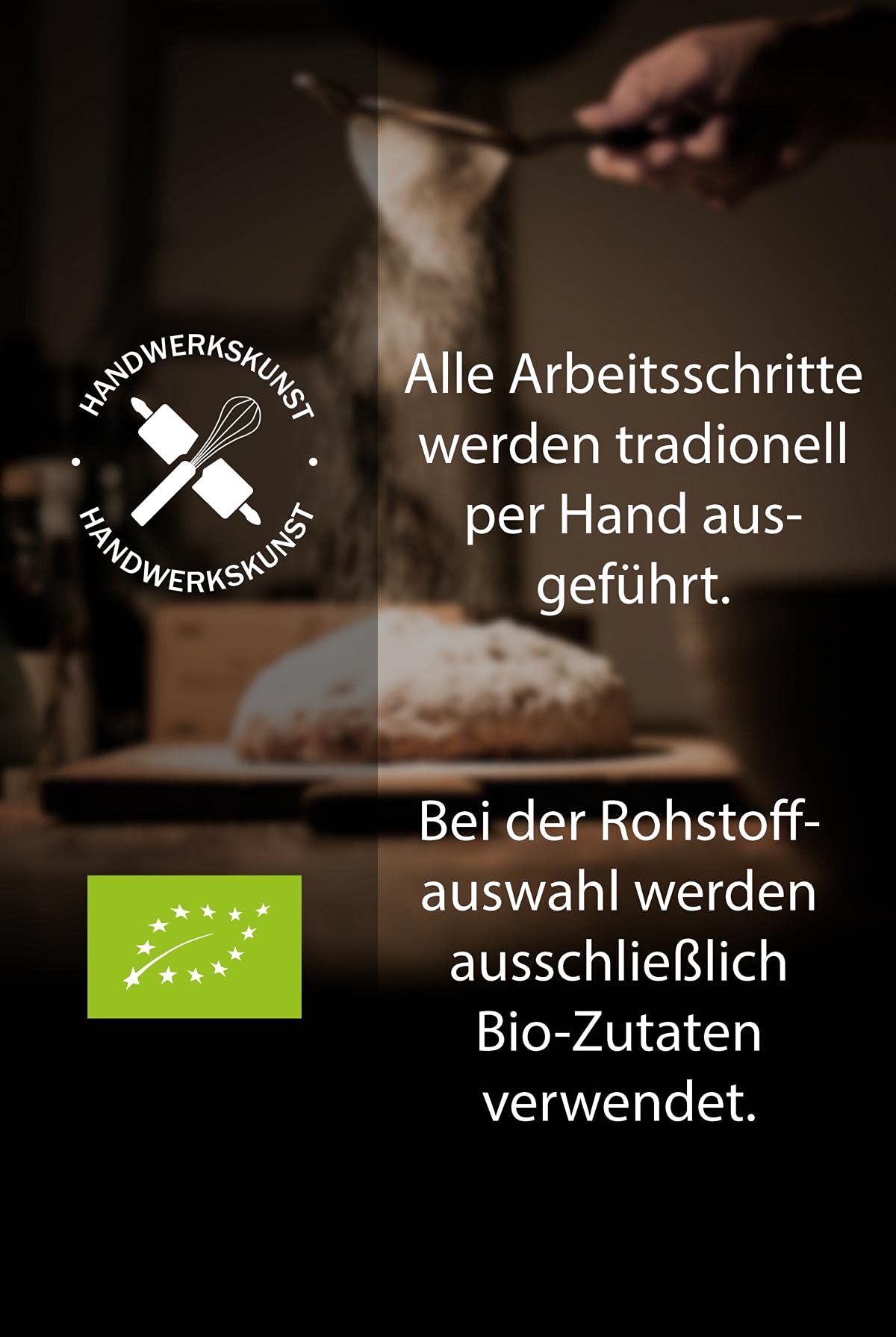 Bio Dinkelvollkornstollen 1 kg, Vollkorn Christstollen, ohne Palmöl