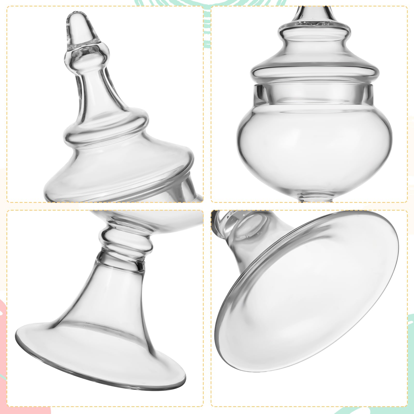 Hushee 3 Pcs Clear Glass Apothecary Jars Candy Jars Wedding Candy Organizer Canisters Buffet Display Elegant Storage Jar for Glass Decor Restroom Accessories Buffet Christmas Decor (Delicate,Large)