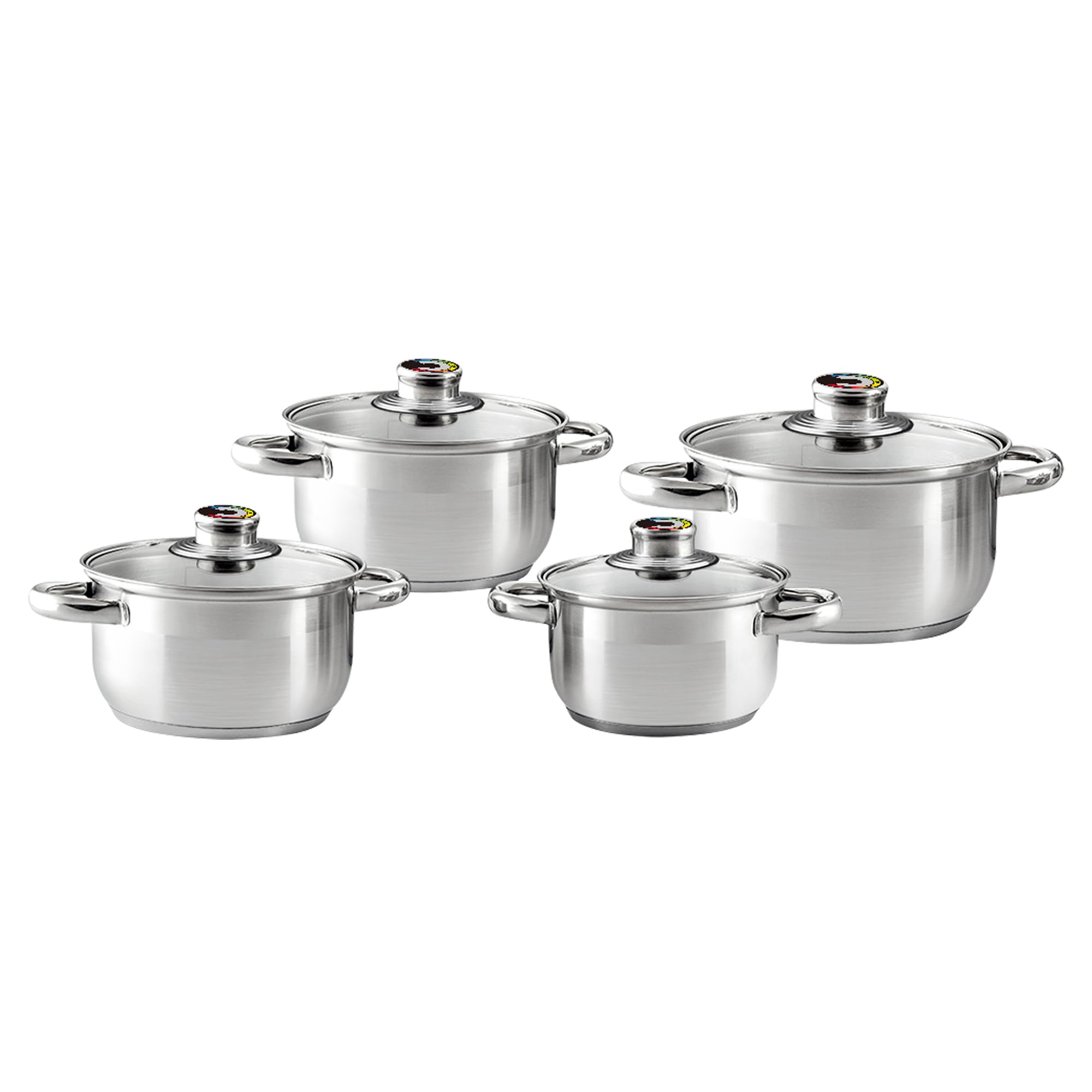 KARL HAUSMANN Topfset Induktion Edelstahl 4-Teilig mit Thermometer Deckel - Kochtöpf für Alle Herdarten, Kochtöpfe Set Küche, Töpfe mit Glasdeckel, für Alltag, Gas, Ceran, Elektro