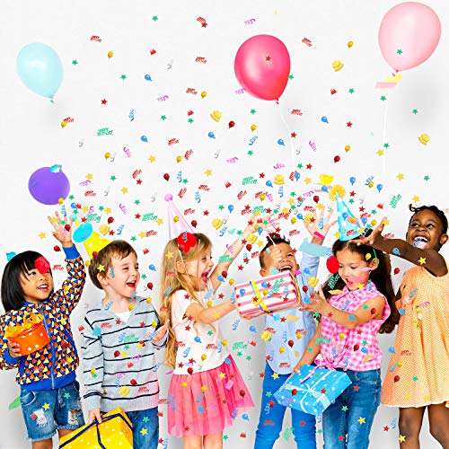 Image of WILLBOND 3000 Pieces Birthday Confetti Metallic Foil Balloon Cake Star | Happy Birthday Table Scatter, Glitter Confetti with Cake Balloon Star, Party Supplies for Baby Shower Carnival DIY