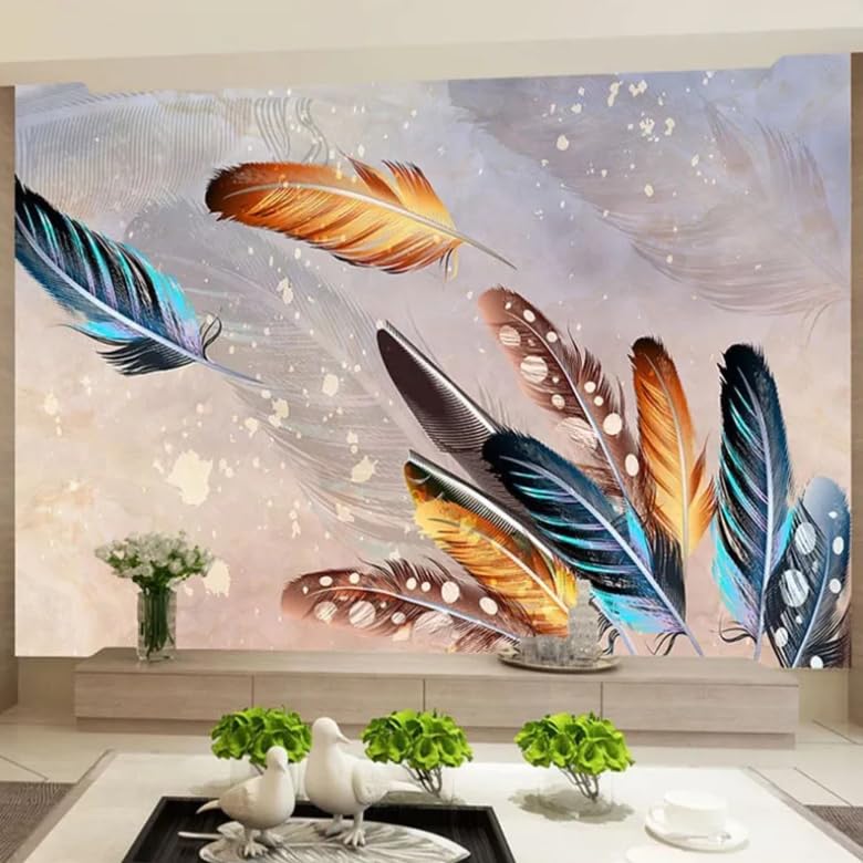 Papier peint plume moderne 3D revêtement mural artistique grand format