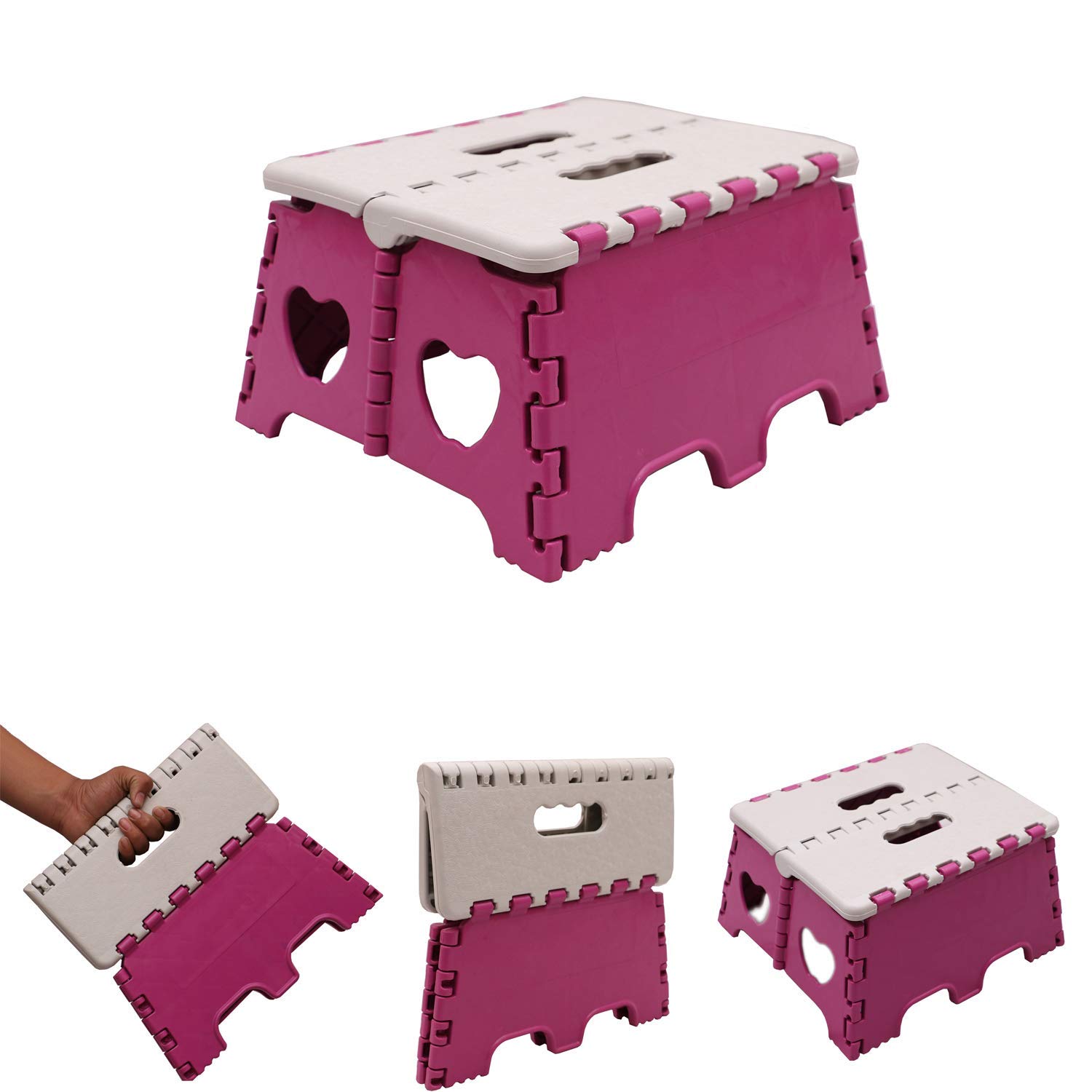 Folding Step Stool, Super Strong Plastic Foldable Stool for Adults & Kids, Portable Step Stool, Non Slip Folding Stool for Kitchen, Bathroom, Bedroom, Office 1pc(Multicolor)