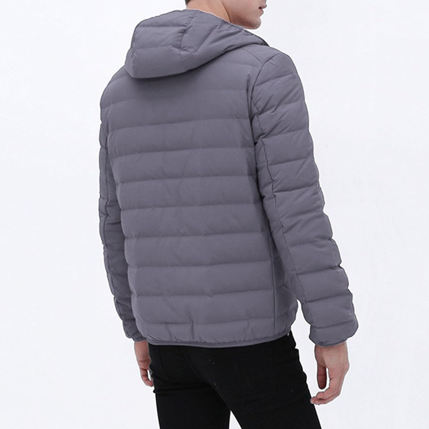 Maiyifu-GJ Men's Hooded Puffer Jacket Warm Thicken Winter Coat Lightweight Windproof Quilted Coats Outerwear