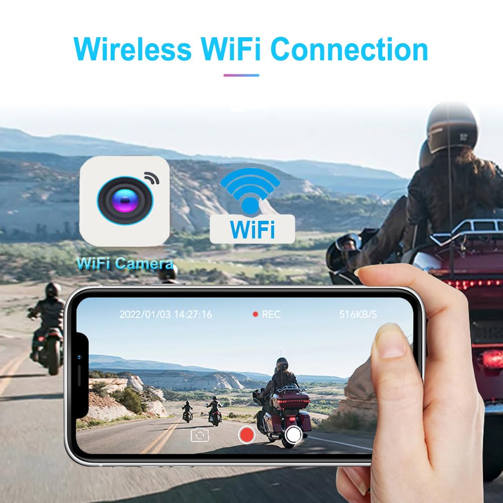 VSYSTO 3 pollici moto dash cam IPS schermo ad alta definizione WiFi GPS di monitoraggio automatico di parcheggio off/on visione notturna impermeabile doppia 1080P anteriore e posteriore