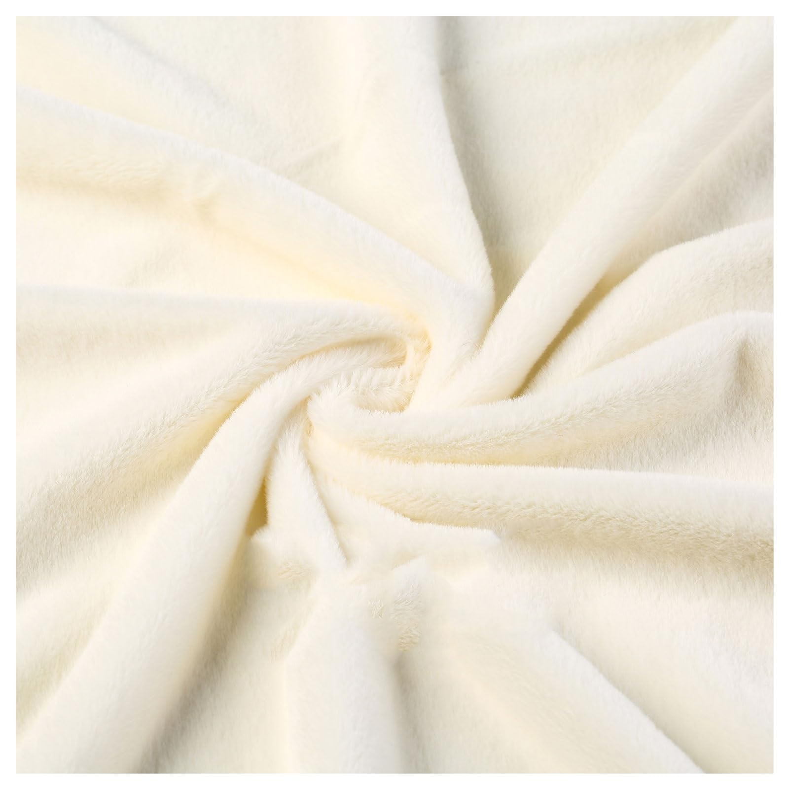 AITAF Cream Shaggy Faux Fur Fabric, 5mm Pile, Polyester/Acrylic, Solid, 50x160cm/50x50cm