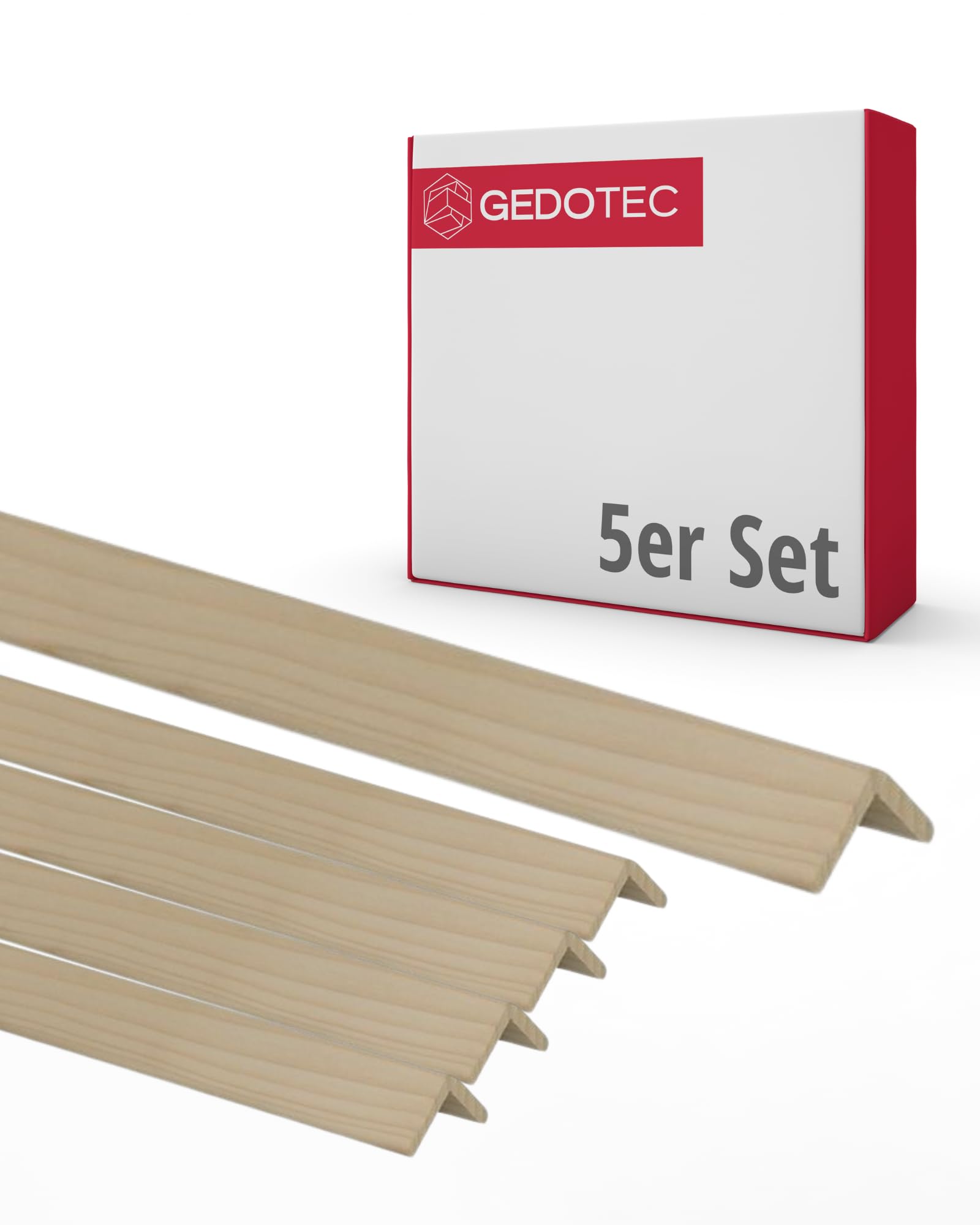 Molduras de madera Gedotec - tablones de madera para la construcción Molduras angulares de madera 100 cm | 5 piezas 35 x 35 mm | BASIC | perfil angular versátil y madera para la elaboración de diver