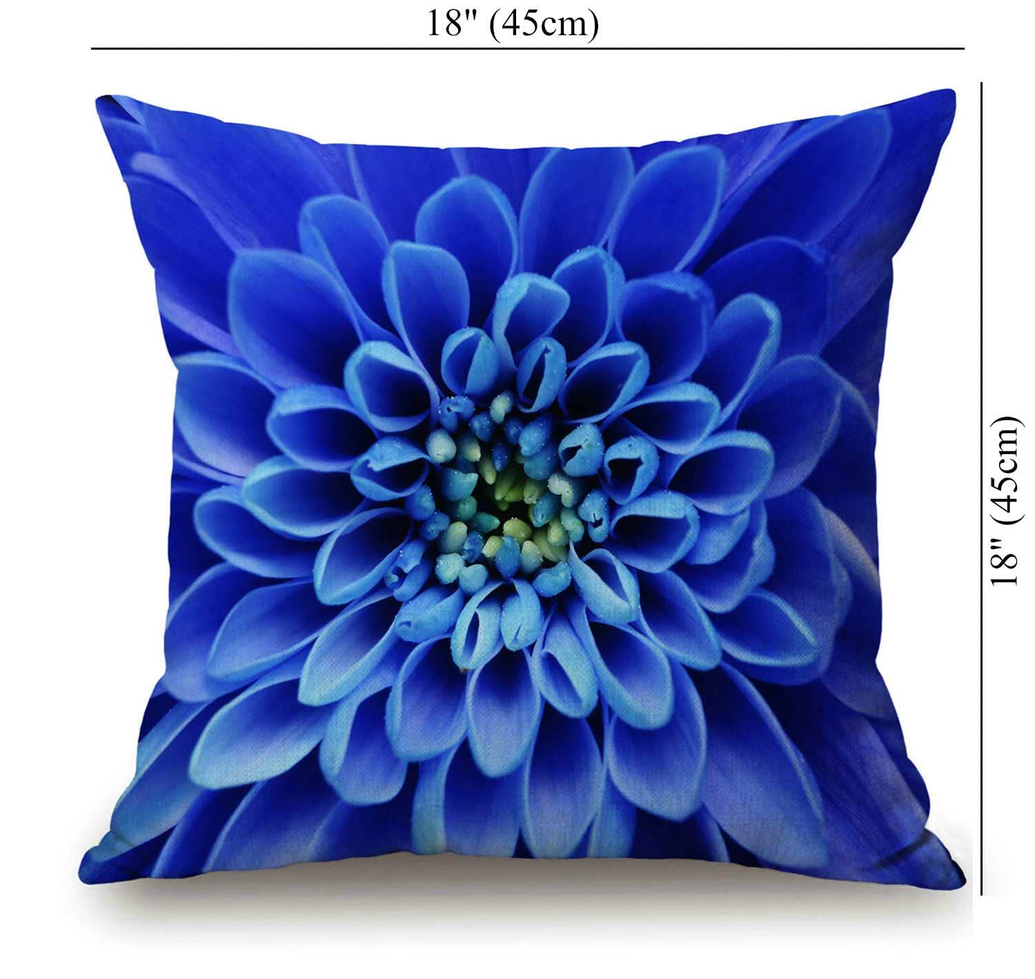 Amazon.co.jp: ブルーフラワーデコレーション クッションカバー 18 x