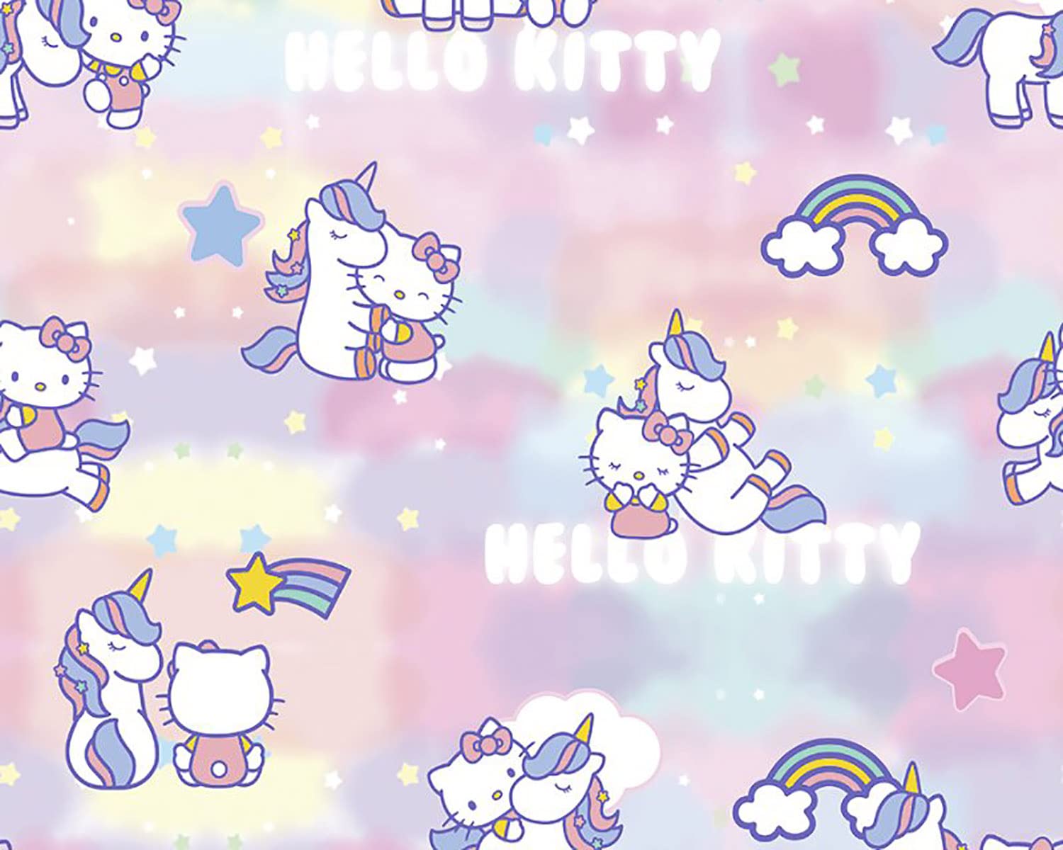 Little Johnny Pink - Hello Kitty Cotton Fabric (100% Cotton, 115 Gsm, Ideal For Sewing, Dressmaking, Quilting, Patchwork, Bunting, Cushion-Covers) (Hello Kitty Candy Floss, Metre)