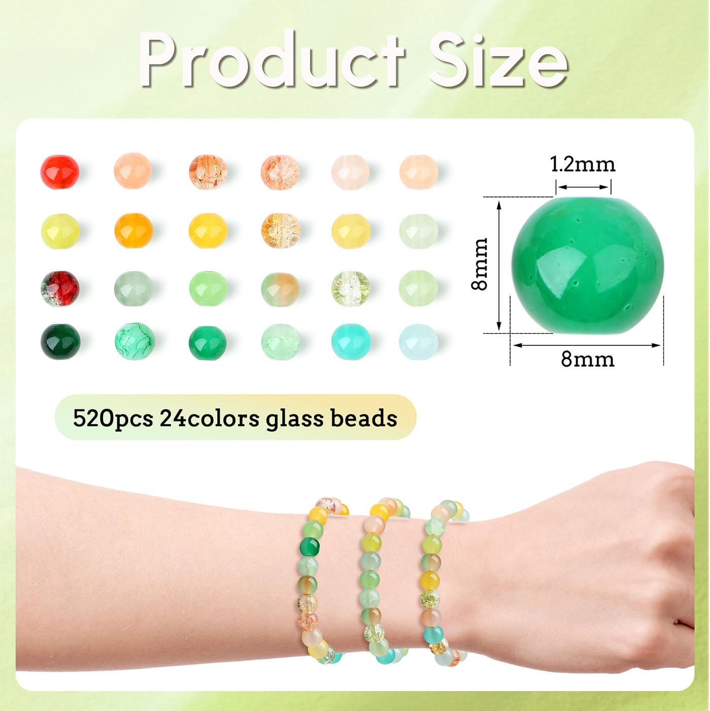 DUQGUHO 8mm Red Yellow and Green Beads for Bracelets image 4