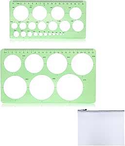 Lot De 2 Pochoirs à Cercles Transparents - 27 Cercles De Tailles Différentes - Pour Dessin, école Et Bricolage