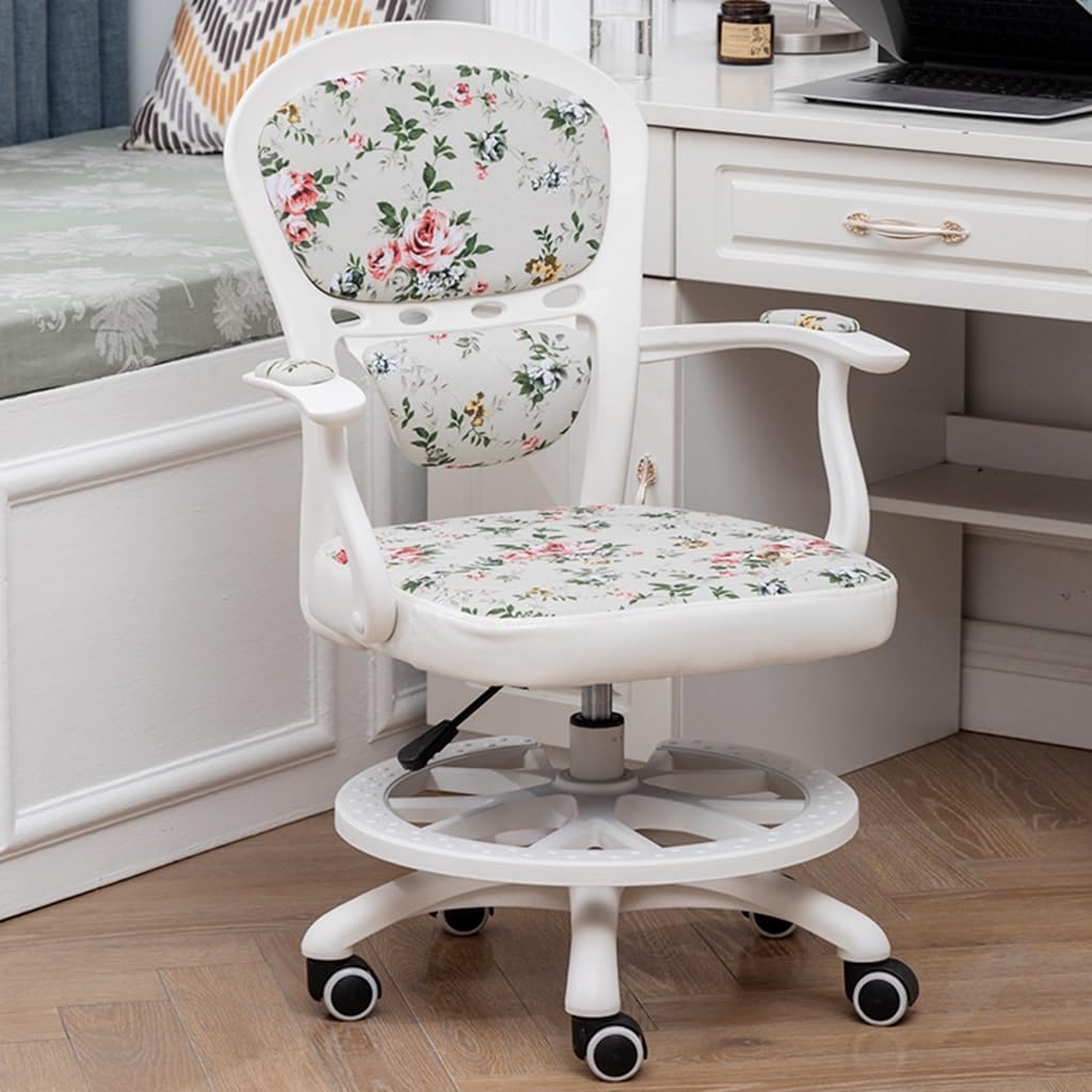 GIZNXBA Children Task Chair Kids Desk Chair Lumbar Mid Back Adjustable Height Study Computer Chair with Casters, Swivel Armrest Chair for Home Office, School (Color : A)