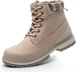 sofysofy Botas De Trabalho Femininas Impermeáveis - Leves Para Neve No Inverno, Caminhadas, Trekking Ao Ar Livre E Mochilão (Suporte Confortável Tornozelo) Cáqui