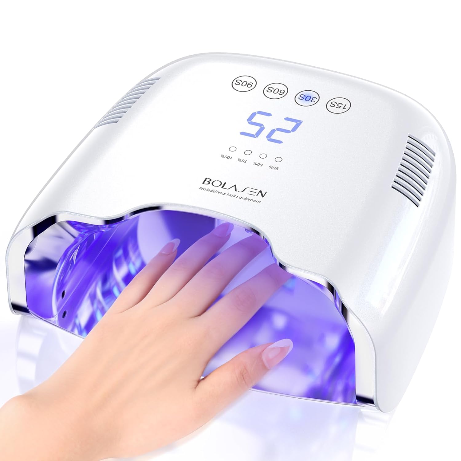 Product image of BOLASEN Cordless Rechargeable UV Nail Lamp - UV Light for Gel Nails with Metallic Reflector & Metal Base, 54W Portable Wireless LED Nail Dryer, Professional Fast Charger Curing Lamp for Salon P30 PRO