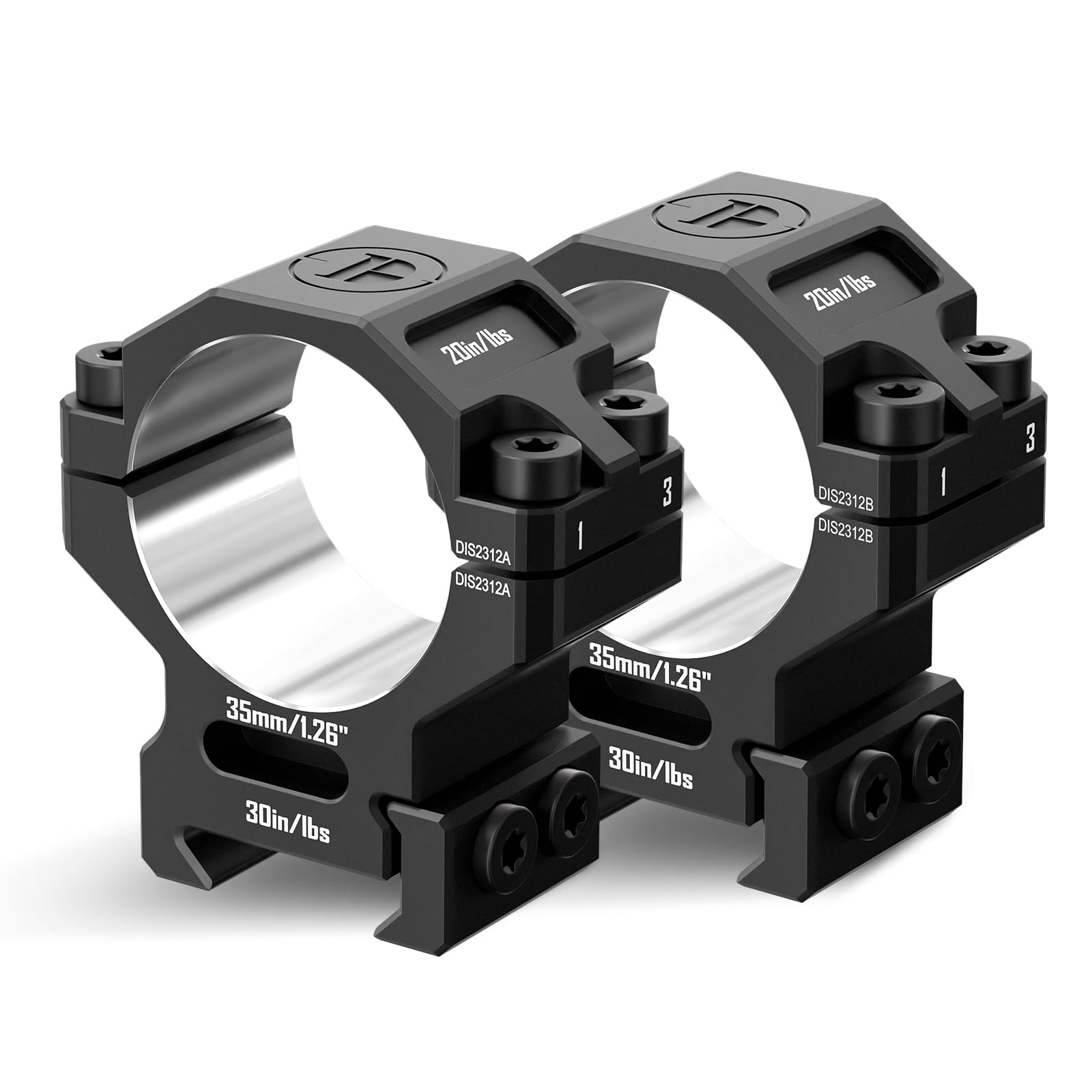 7075 Series Aluminum 30mm 34mm 1 inch Scope Rings, High Precision Pre-lapped Picatinny Scope Rings, Medium/High/Low Profile Scope Mount for Picatinny Rail