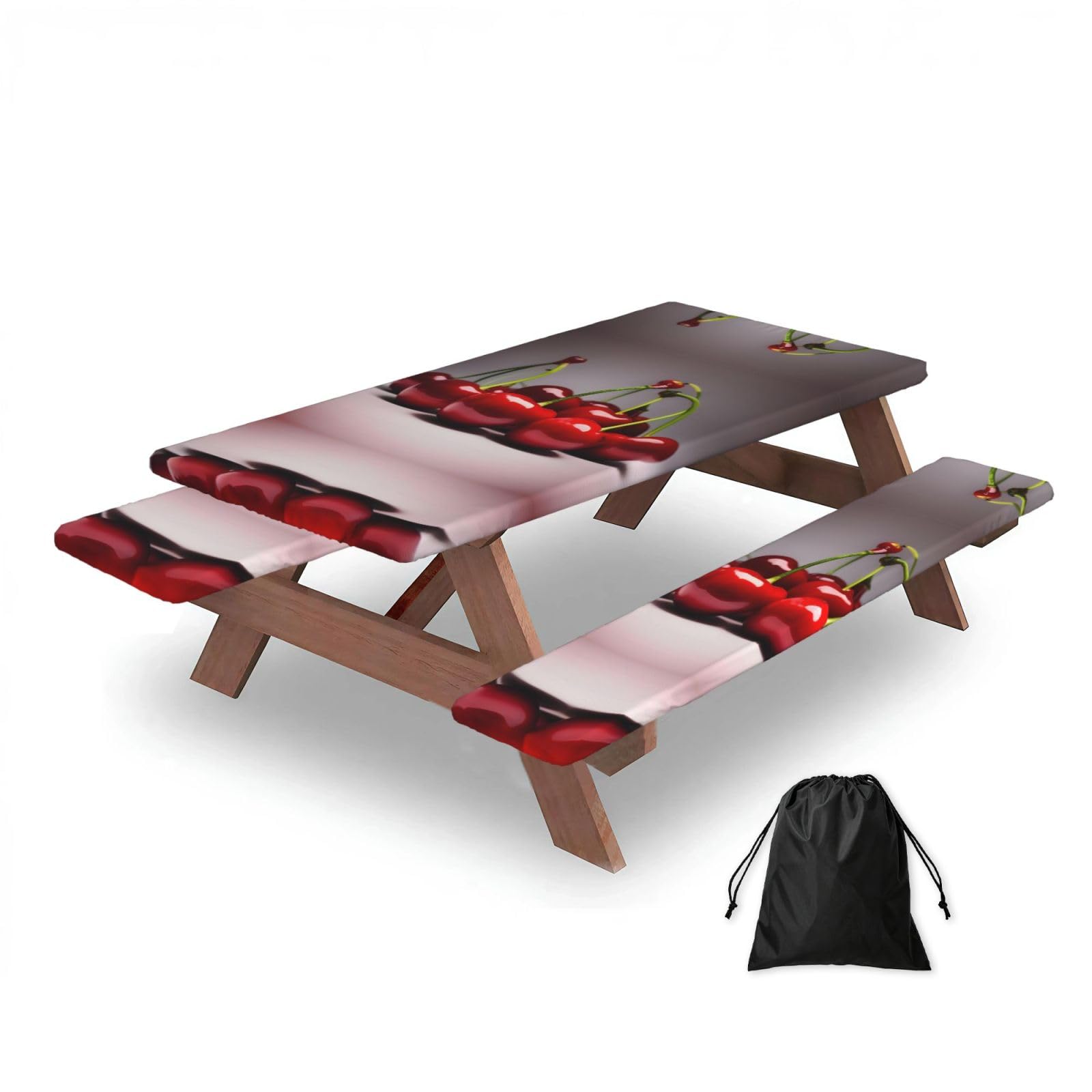 Chilean cherries Rectangular water-repellent picnic tablecloths, outdoor camping, picnic, BBQ