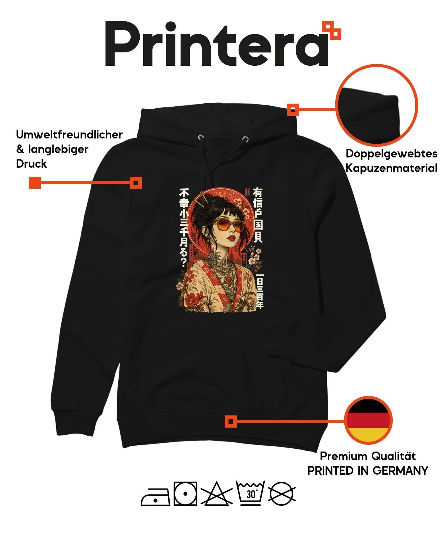 Japońska gejsza Tattoo Japan Y2K bluza z kapturem