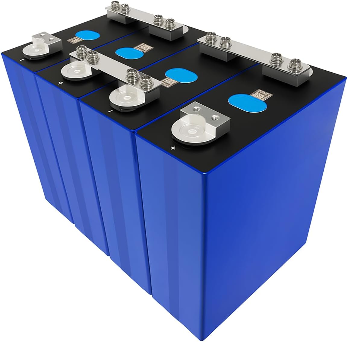 LiFePO4 Cell 3.2V 330Ah 4 Pack Lithium Battery Cells with M6 Double-Threaded Studs, Includes Busbars and M6 Screws, A+ Grade 4000-15000 Life Cycles, 10+Year LifeSpan, Deep Cycle Rechargeable