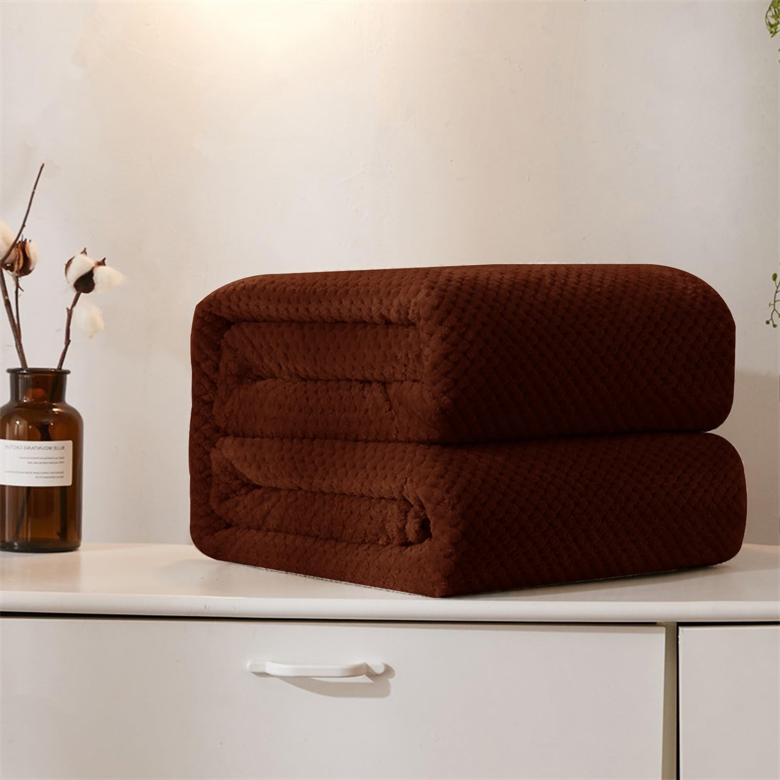 Couverture jeté de canapé 70x260 cm LONGCAO marron plaid chaud et doux pour fauteuil