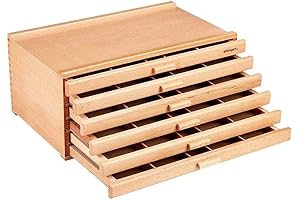 KINGART 723N Wood 6-Drawer Artist Tool Box