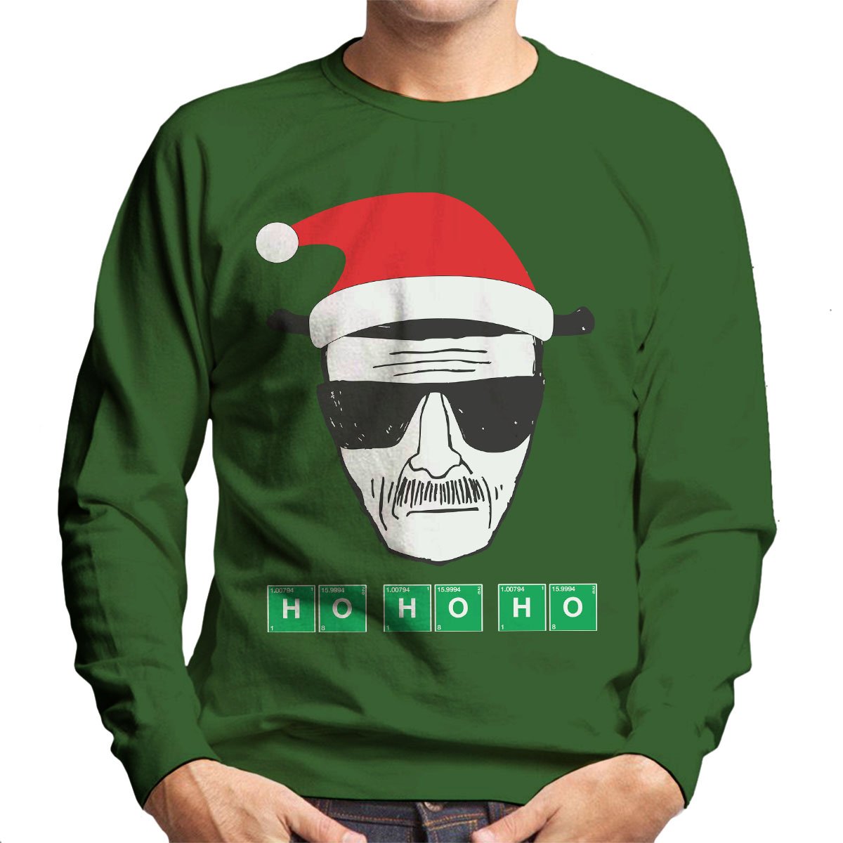 Cloud City 7 Men's Bottle Green Heisenberg Ho Ho Ho Christmas Breaking Bad Sweatshirt