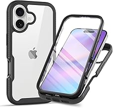 Lvnarery For iPhone 17 Case with Built-in Screen Protector Military Grade Shockproof Clear Cover 360 ° Full Body Protective Rugged Bumper Phone Case for iPhone 17 Black