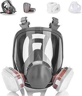 [Reusable Full Face Respirator] Paint Face Cover for Painting, Machine Polishing, Welding and Other Work Protection Gas mask Anti-Fog Large Field of View(15 in1 for 6800 Respirator)